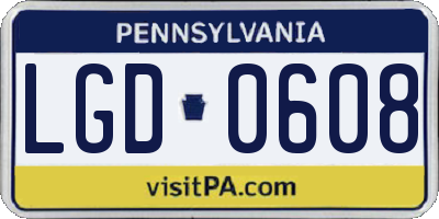 PA license plate LGD0608