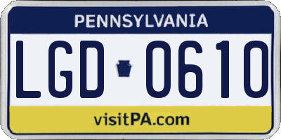 PA license plate LGD0610