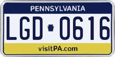 PA license plate LGD0616