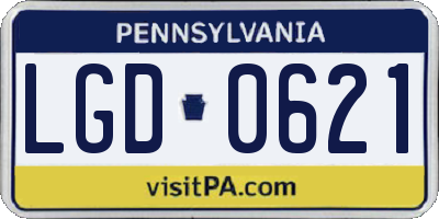 PA license plate LGD0621