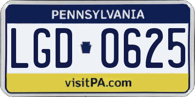 PA license plate LGD0625