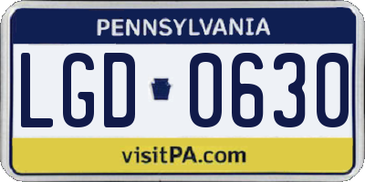 PA license plate LGD0630