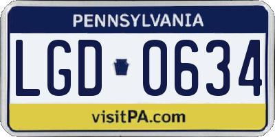 PA license plate LGD0634