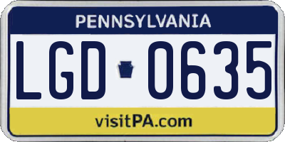 PA license plate LGD0635