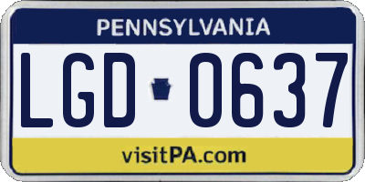 PA license plate LGD0637