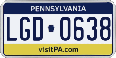 PA license plate LGD0638