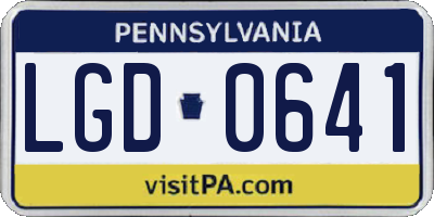 PA license plate LGD0641