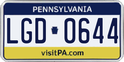 PA license plate LGD0644