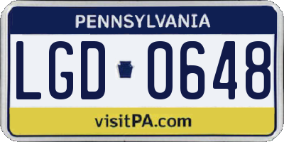 PA license plate LGD0648