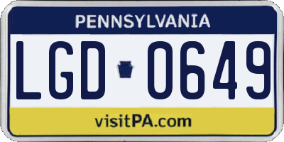 PA license plate LGD0649