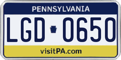 PA license plate LGD0650