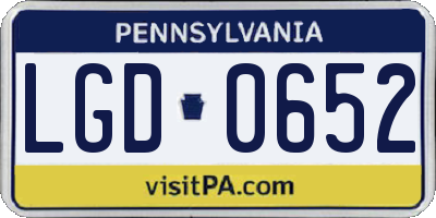 PA license plate LGD0652
