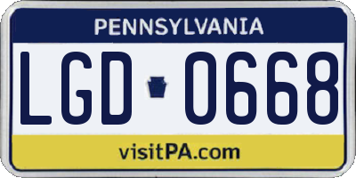 PA license plate LGD0668
