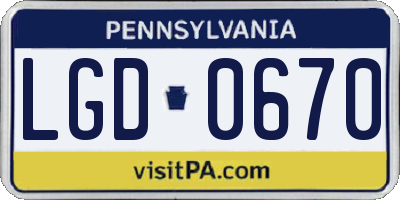 PA license plate LGD0670