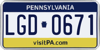 PA license plate LGD0671