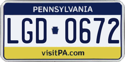 PA license plate LGD0672
