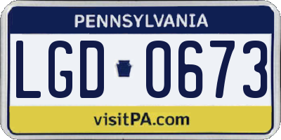 PA license plate LGD0673