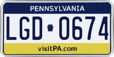 PA license plate LGD0674