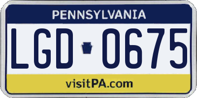 PA license plate LGD0675