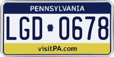PA license plate LGD0678