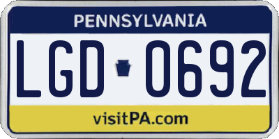 PA license plate LGD0692