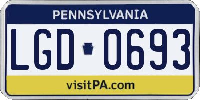 PA license plate LGD0693