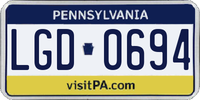 PA license plate LGD0694