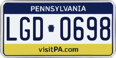 PA license plate LGD0698