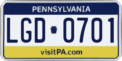 PA license plate LGD0701
