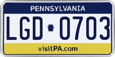 PA license plate LGD0703
