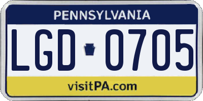 PA license plate LGD0705