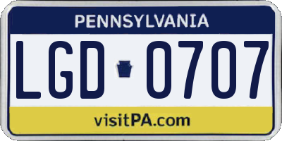 PA license plate LGD0707