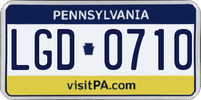 PA license plate LGD0710