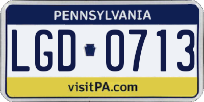 PA license plate LGD0713