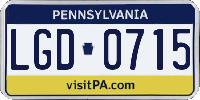 PA license plate LGD0715