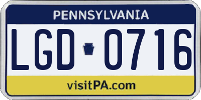 PA license plate LGD0716