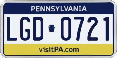 PA license plate LGD0721