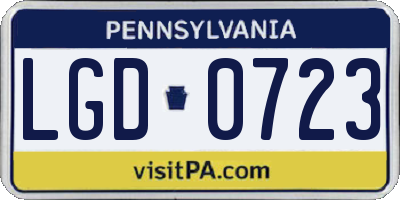 PA license plate LGD0723