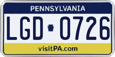PA license plate LGD0726