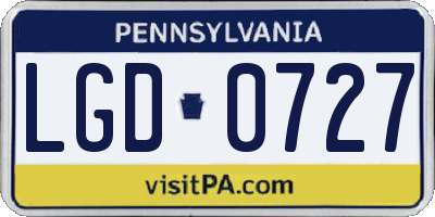 PA license plate LGD0727