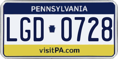 PA license plate LGD0728