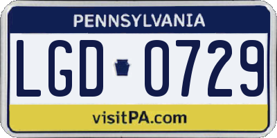PA license plate LGD0729