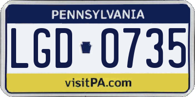 PA license plate LGD0735