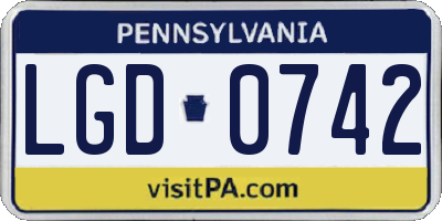 PA license plate LGD0742