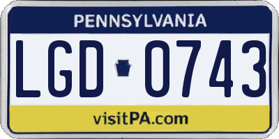 PA license plate LGD0743
