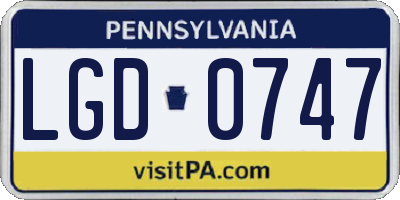 PA license plate LGD0747