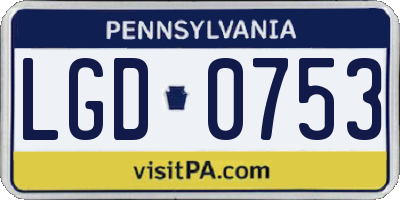 PA license plate LGD0753
