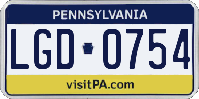 PA license plate LGD0754