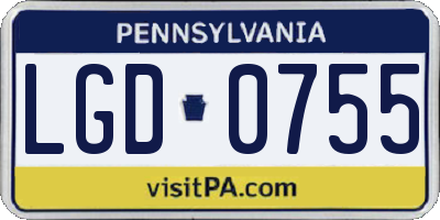 PA license plate LGD0755
