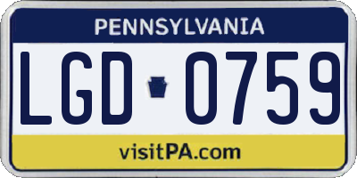 PA license plate LGD0759